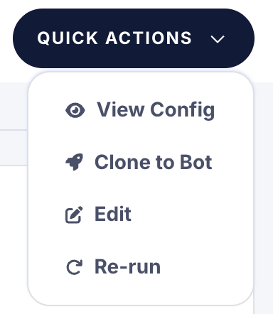 Quick Actions menu with the Clone to Bot option